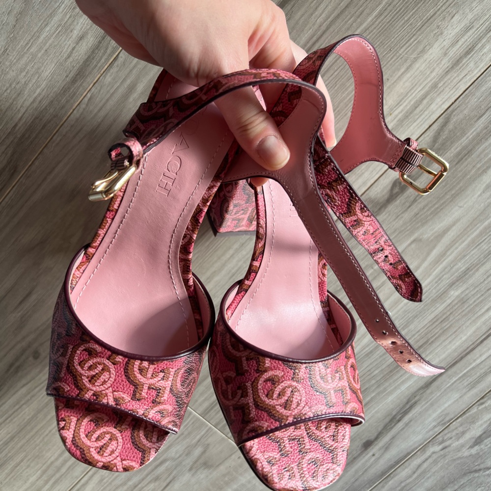 COACH pink logo heels
